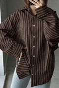 Kathy Bat Sleeve Striped Shirts - Women's Everyday Fashion Top