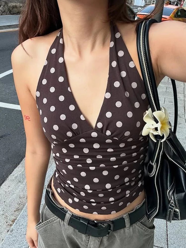 Hannah Polka Dot Halter Tank Top - Women's Everyday Fashion Top - Image 5