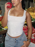 Hazel Sleeveless Top with Diamond Details - Women's Everyday Fashion Top - Image 2