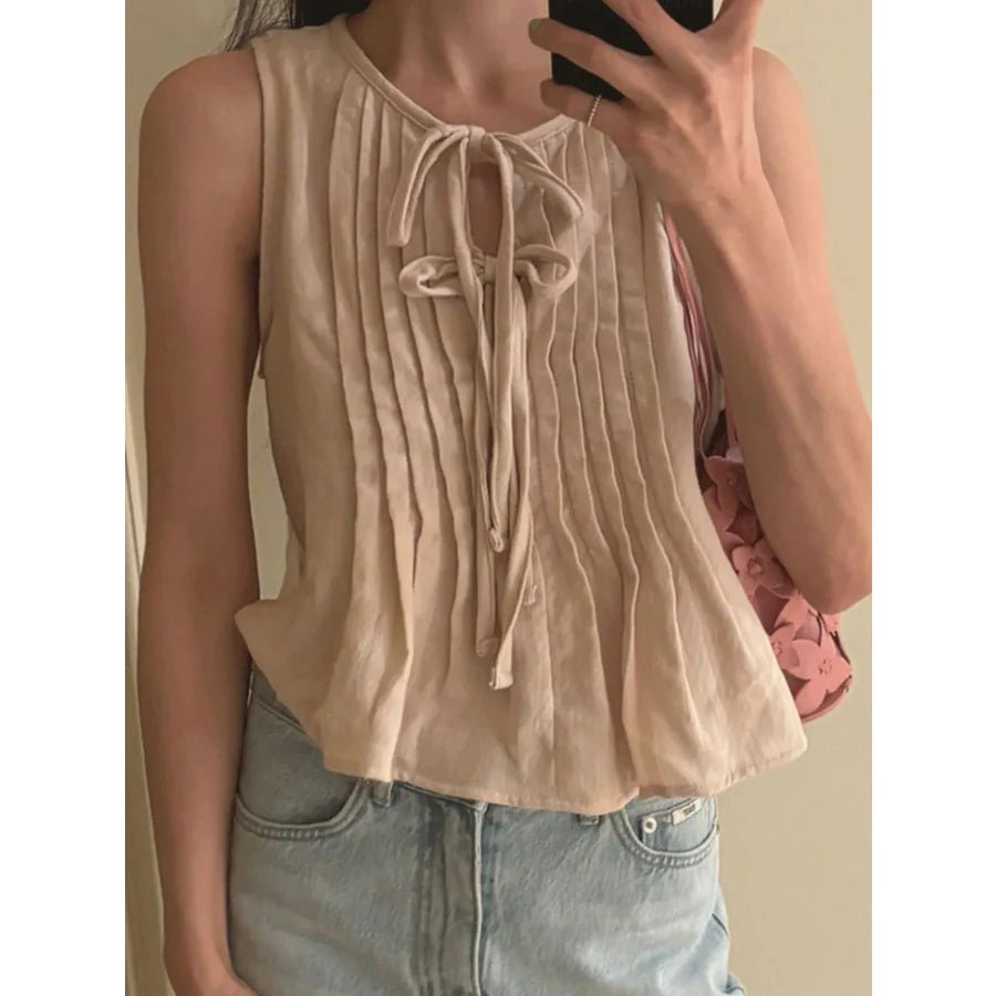 Honora Ruffle Hem Tie-Front Top - Women's Everyday Fashion Top - Image 4
