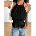 Ines Ruched Halter Top - Women's Everyday Fashion Top - Image 2