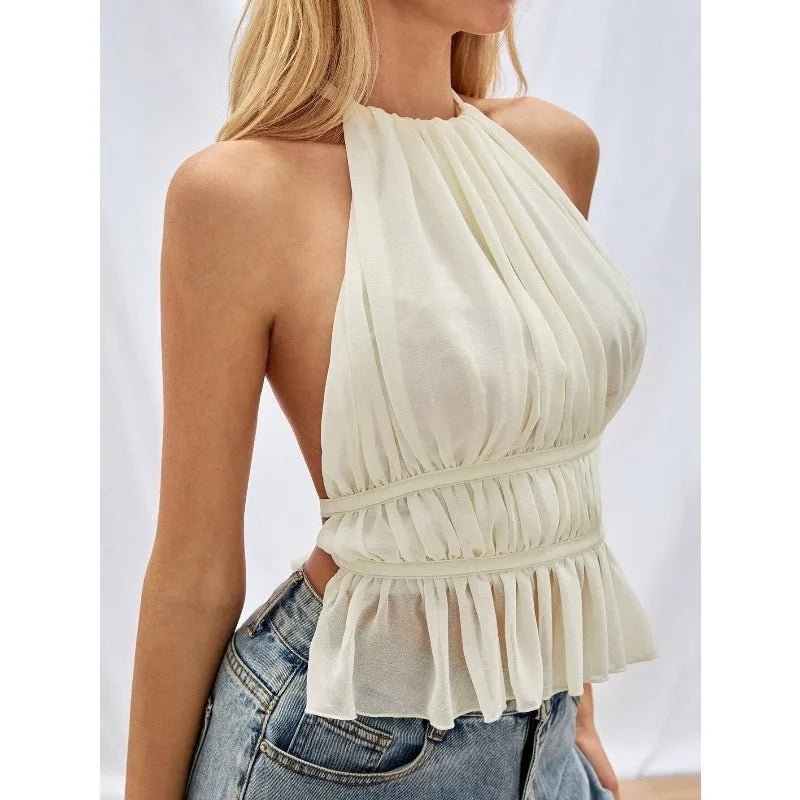 Ines Ruched Halter Top - Women's Everyday Fashion Top - Image 5