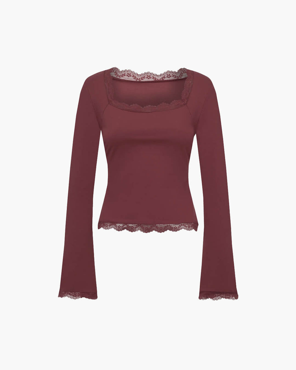 Jackie Lace Trim Square Neck Top - Women's Everyday Fashion Top - Image 6