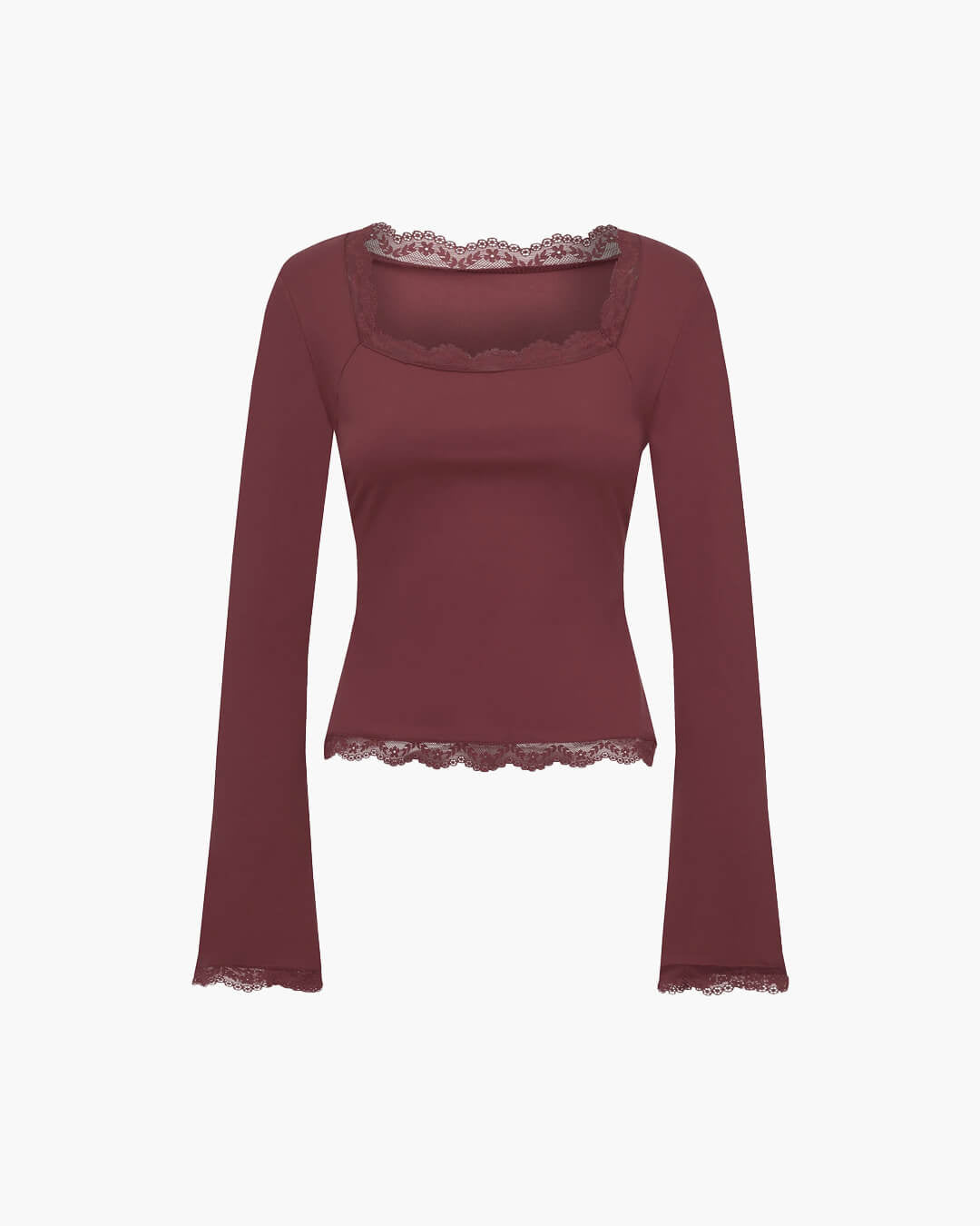 Jackie Lace Trim Square Neck Top - Women's Everyday Fashion Top - Image 6