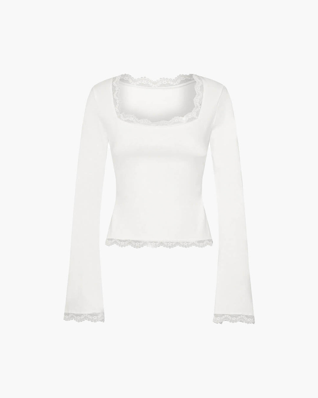 Jackie Lace Trim Square Neck Top - Women's Everyday Fashion Top - Image 5