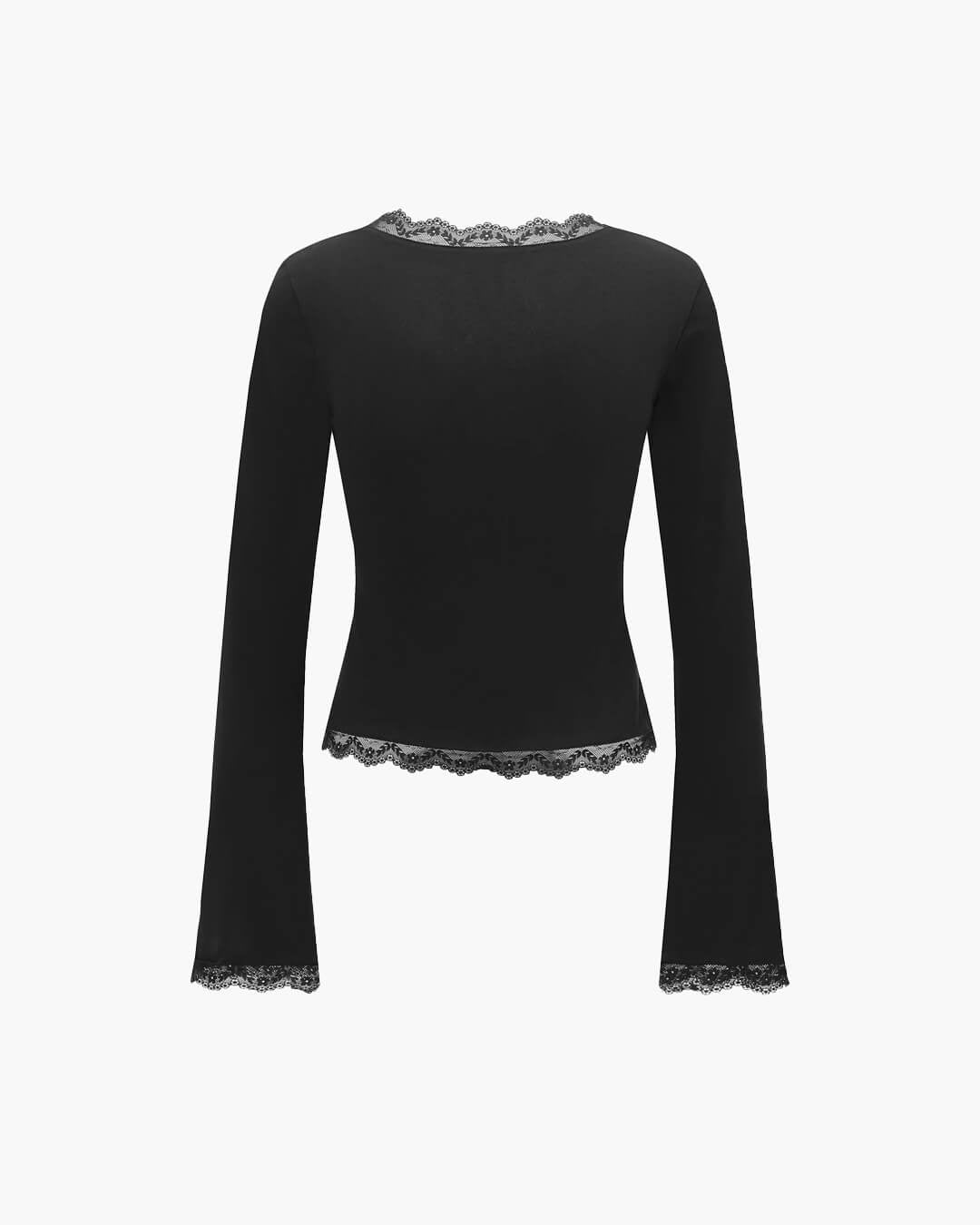 Jackie Lace Trim Square Neck Top - Women's Everyday Fashion Top - Image 4