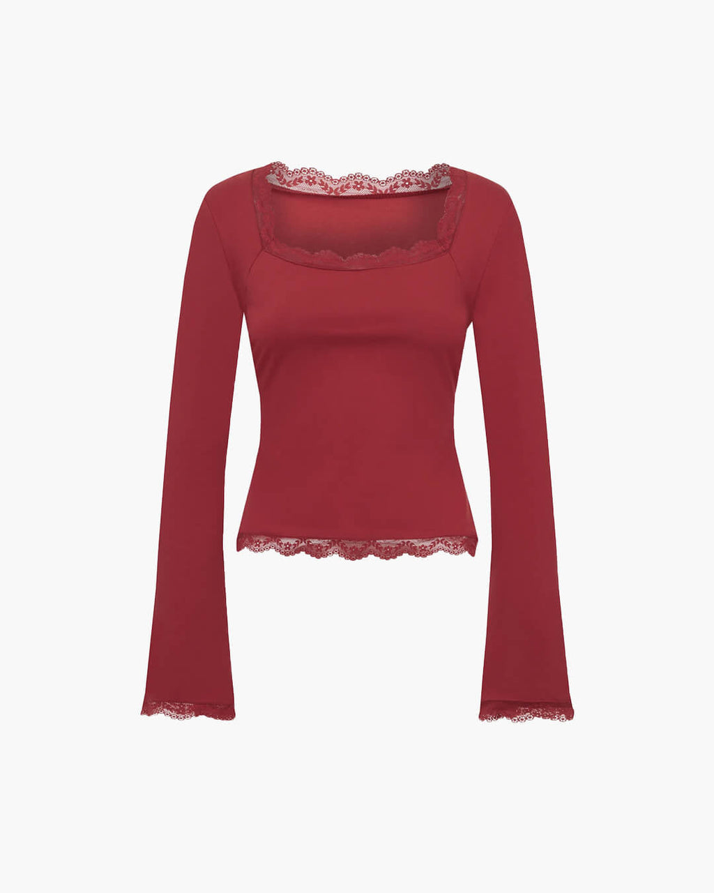 Jackie Lace Trim Square Neck Top - Women's Everyday Fashion Top - Image 7