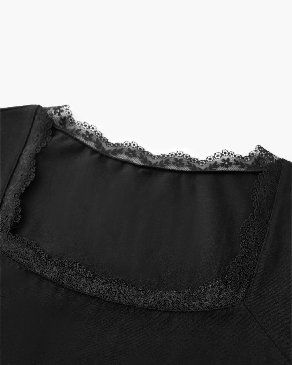 Jackie Lace Trim Square Neck Top - Women's Everyday Fashion Top - Image 8