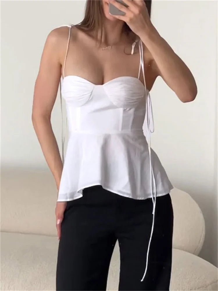 Jada Peplum Corset Cami Top - Women's Everyday Fashion Top - Image 5