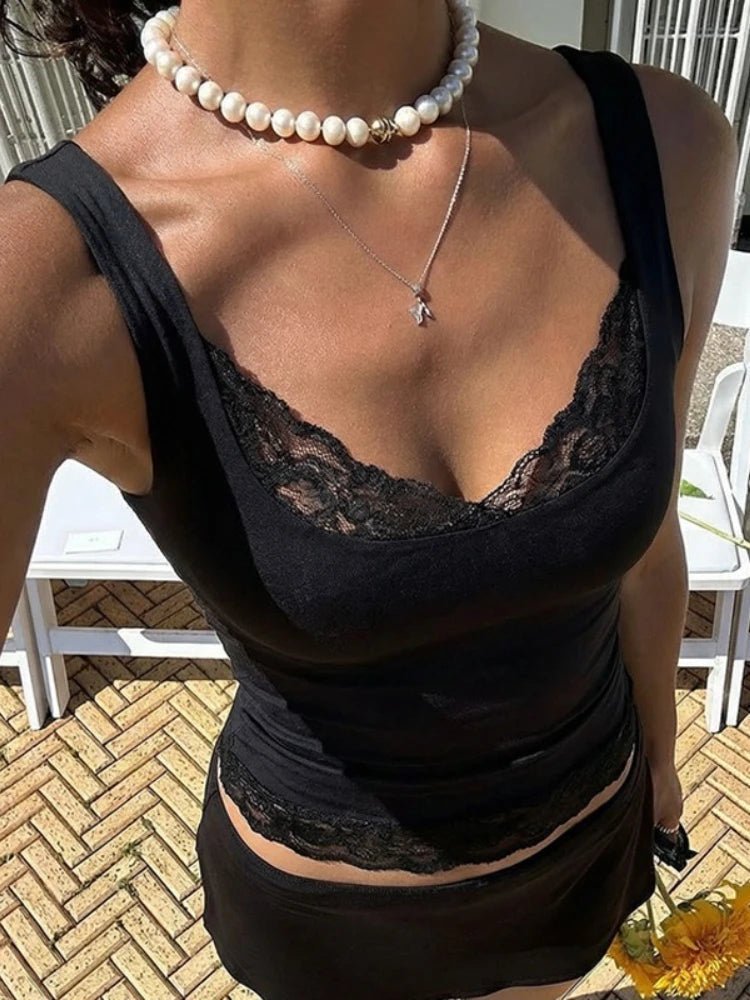 Jaelyn Lace Trim Tank Top - Women's Everyday Fashion Top - Image 4