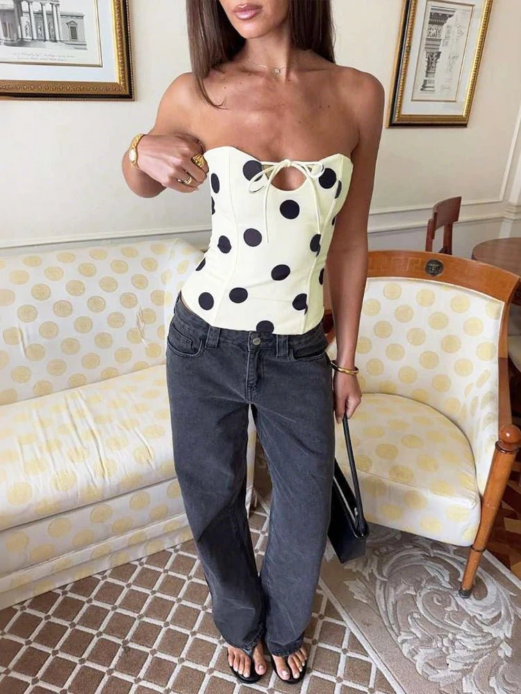 Jaida Polka Dot Strapless Top - Women's Everyday Fashion Top - Image 2