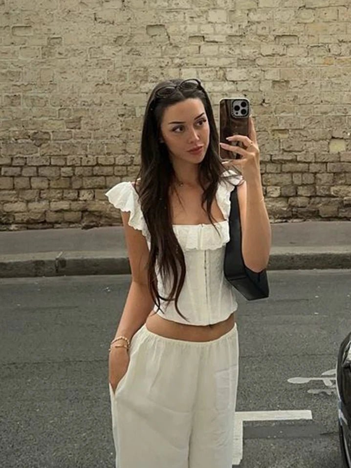 Jamie Ruffled Corset Top - Women's Everyday Fashion Top - Image 6