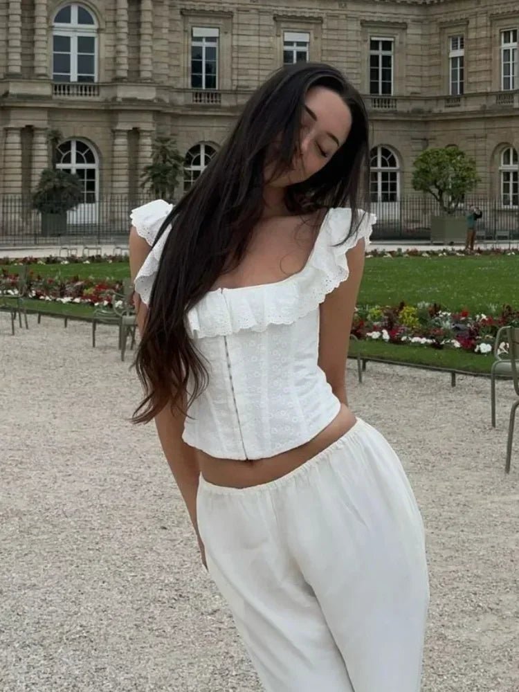 Jamie Ruffled Corset Top - Women's Everyday Fashion Top - Image 2