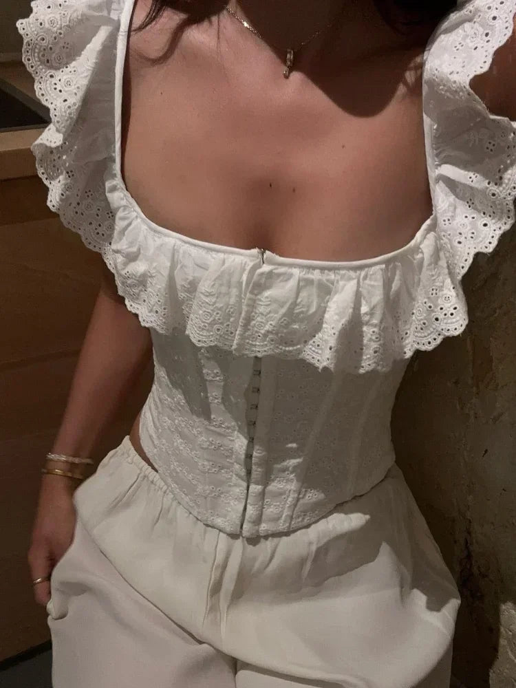 Jamie Ruffled Corset Top - Women's Everyday Fashion Top