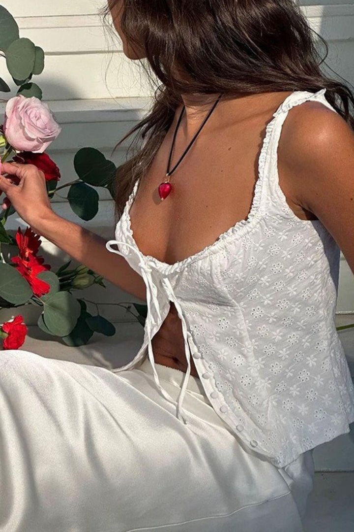 Janna Floral Jacquard Lace Tank Top - Women's Everyday Fashion Top - Image 4