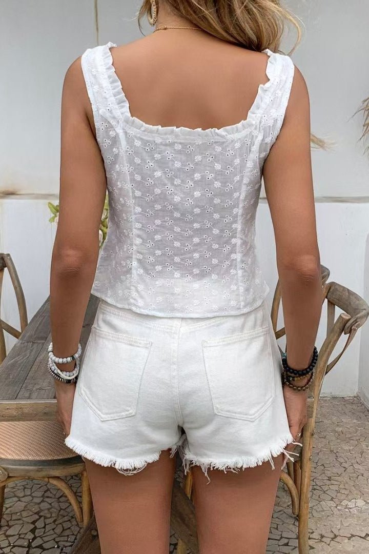 Janna Floral Jacquard Lace Tank Top - Women's Everyday Fashion Top - Image 3
