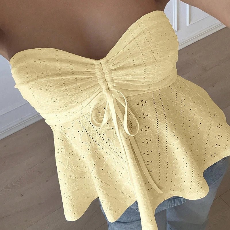 Jasmine Eyelet Bandeau Top - Women's Everyday Fashion Top - Image 4