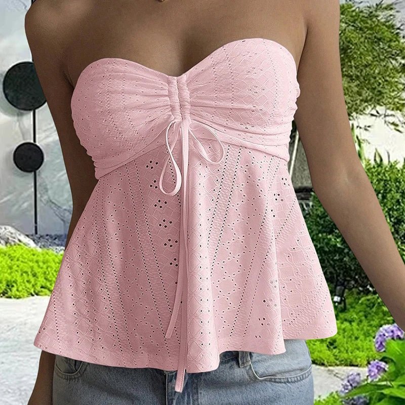 Jasmine Eyelet Bandeau Top - Women's Everyday Fashion Top - Image 6