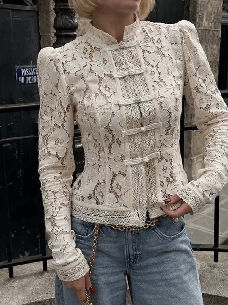 Jeanna Long Sleeve Lace Top - Women's Everyday Fashion Top - Image 3