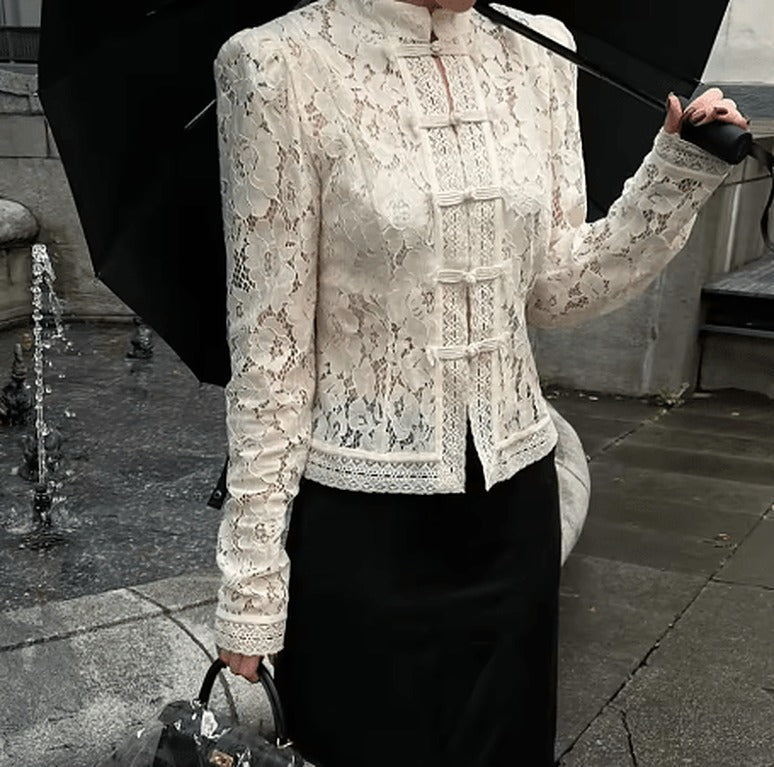Jeanna Long Sleeve Lace Top - Women's Everyday Fashion Top - Image 2