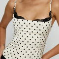 Sofia Polka Dot Lace Trim Camisole - Women's Everyday Fashion Top