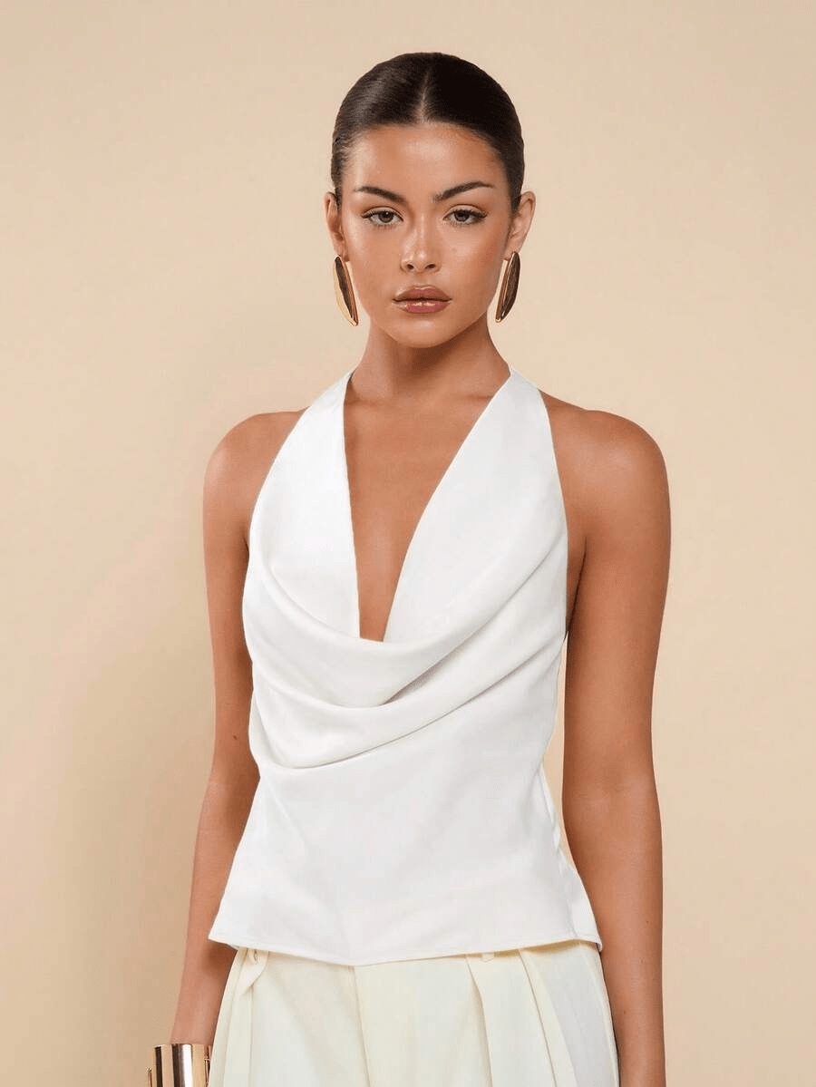 Jeriza Deep Neck Halter Tank Top - Women's Everyday Fashion Top - Image 4