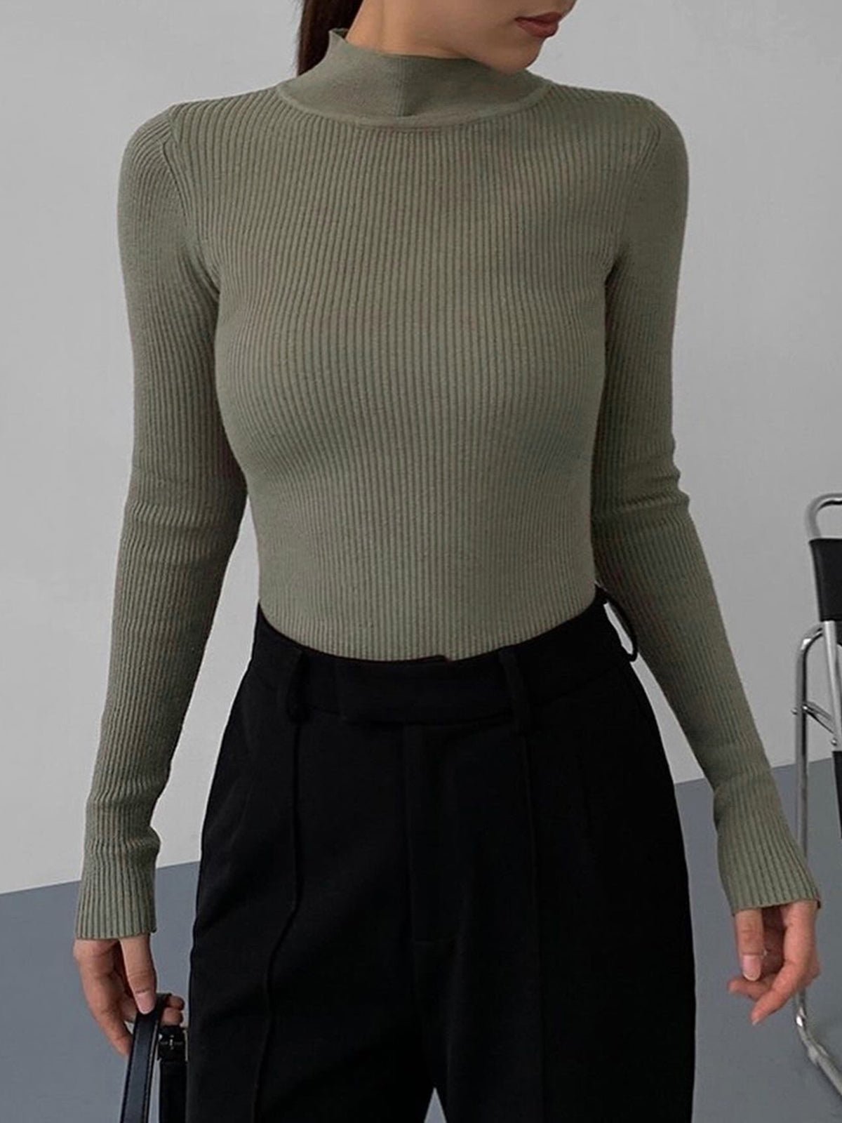Jessa Rib Knit Long Sleeve Shirt - Women's Everyday Fashion Top - Image 5