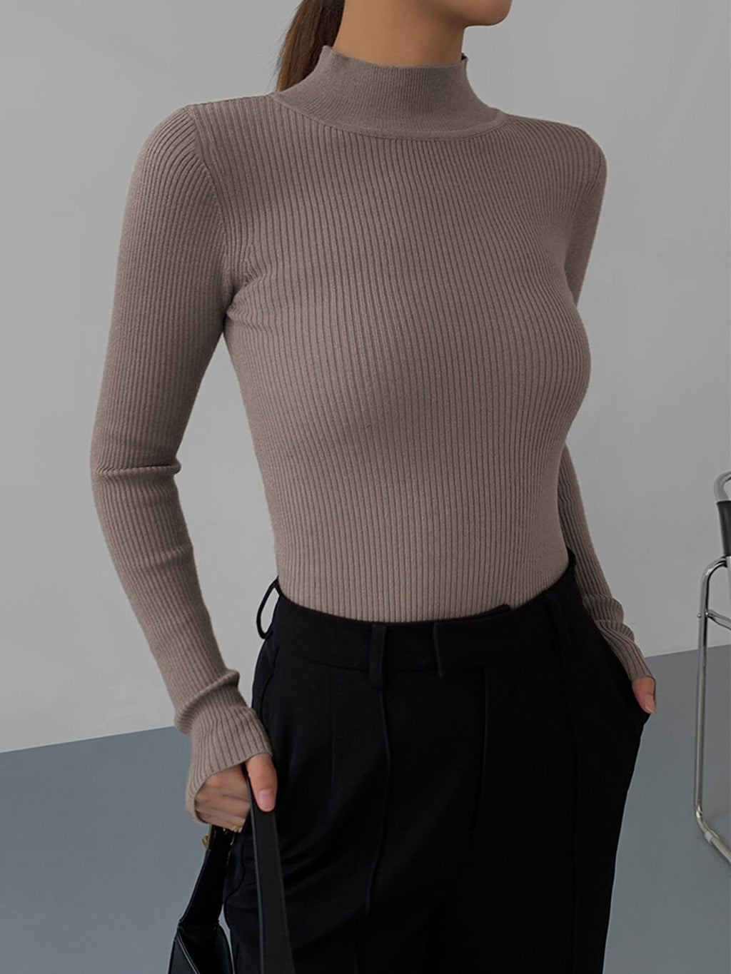 Jessa Rib Knit Long Sleeve Shirt - Women's Everyday Fashion Top - Image 3