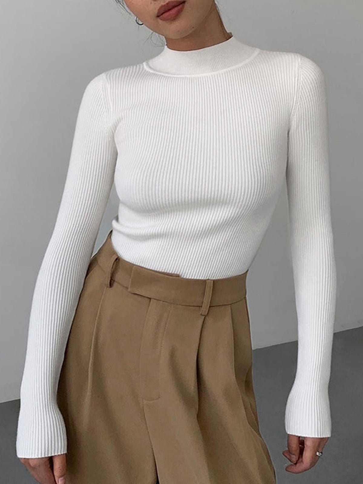 Jessa Rib Knit Long Sleeve Shirt - Women's Everyday Fashion Top - Image 2