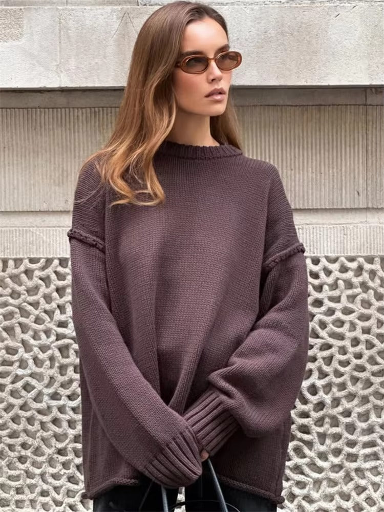 Joyce Loose Knitted Pullover - Women's Everyday Fashion Top