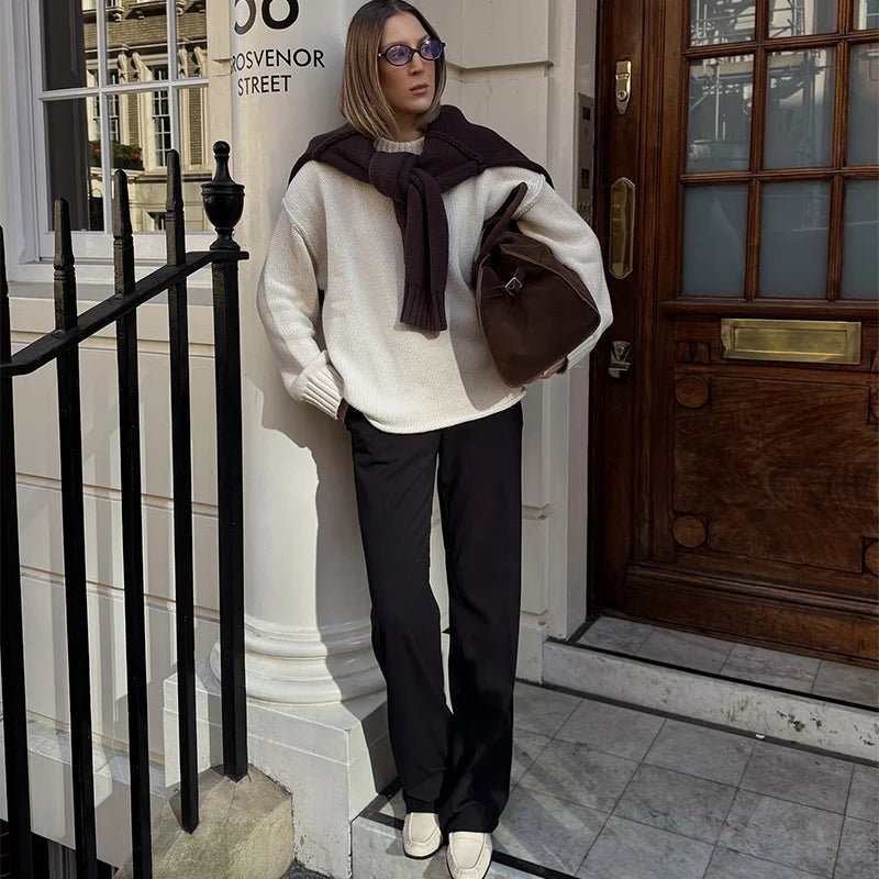 Joyce Loose Knitted Pullover - Women's Everyday Fashion Top - Image 4