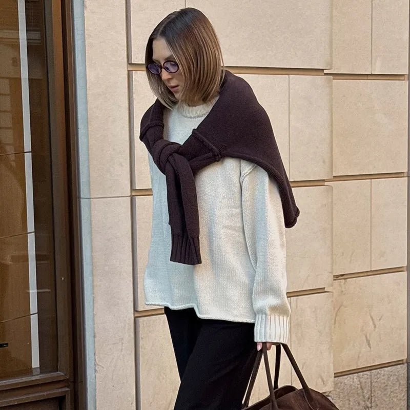 Joyce Loose Knitted Pullover - Women's Everyday Fashion Top - Image 5