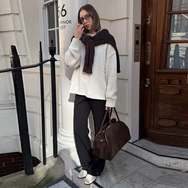 Joyce Loose Knitted Pullover - Women's Everyday Fashion Top - Image 3