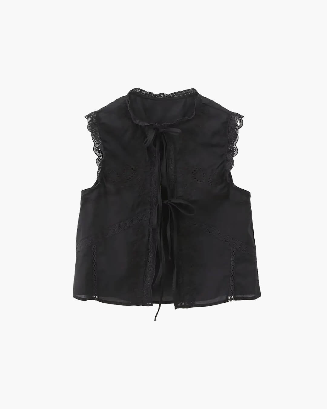 Juvie Embroidered Lace Trim Blouse - Women's Everyday Fashion Top - Image 4
