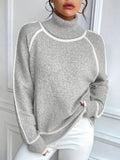 Juvy Contrasting Turtleneck Sweater - Women's Everyday Fashion Top - Image 2