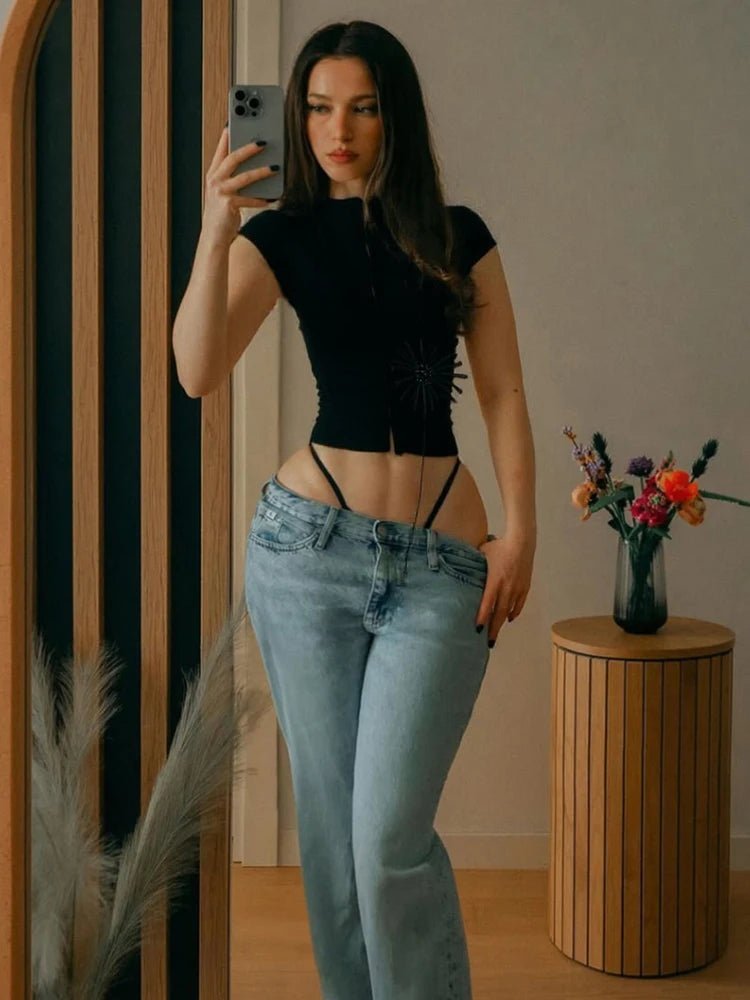 Kalia Tassel Applique Crop Top - Women's Everyday Fashion Top - Image 4