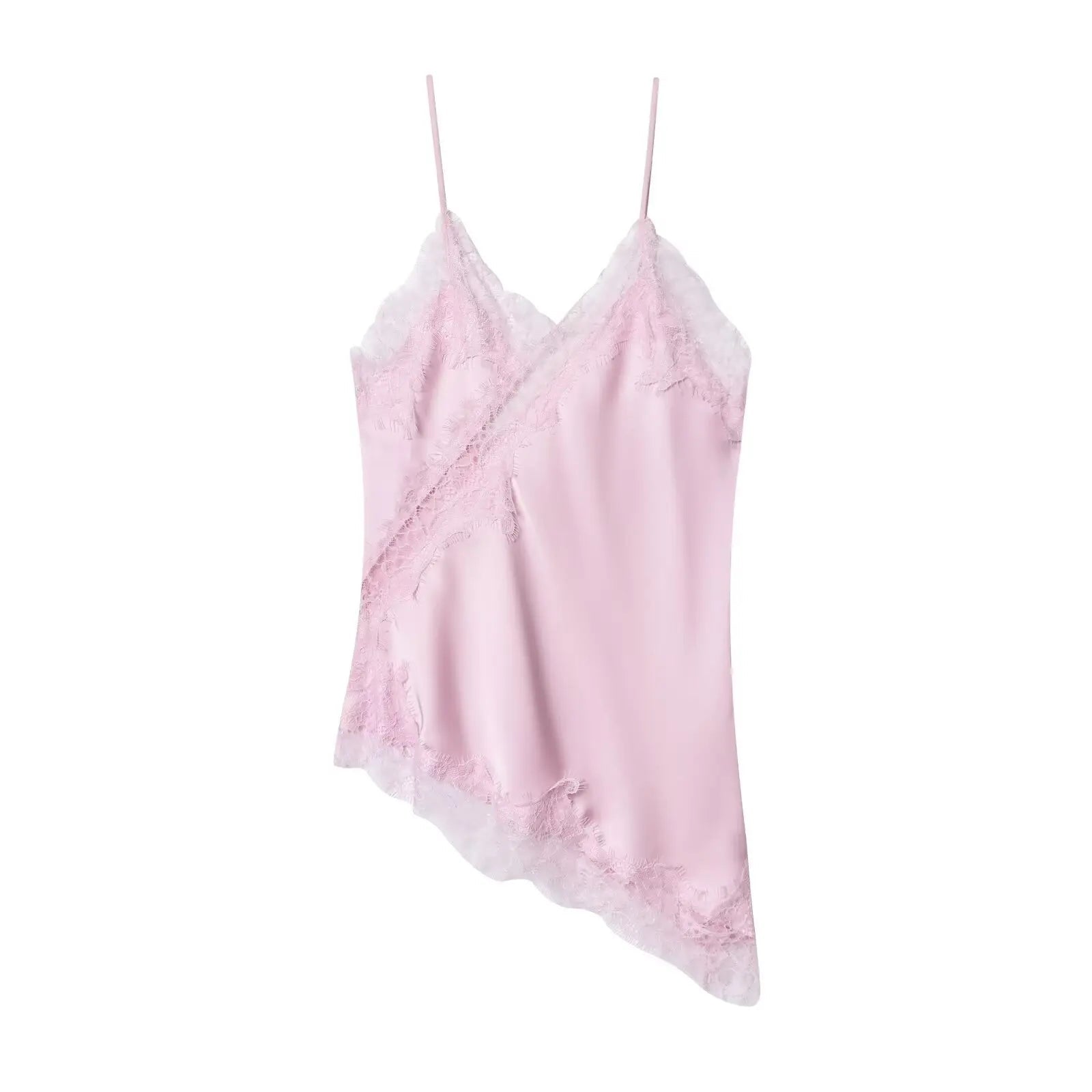 Kara Asymmetric Lace Cami Top - Elegant Satin V-Neck Camisole - Image 13