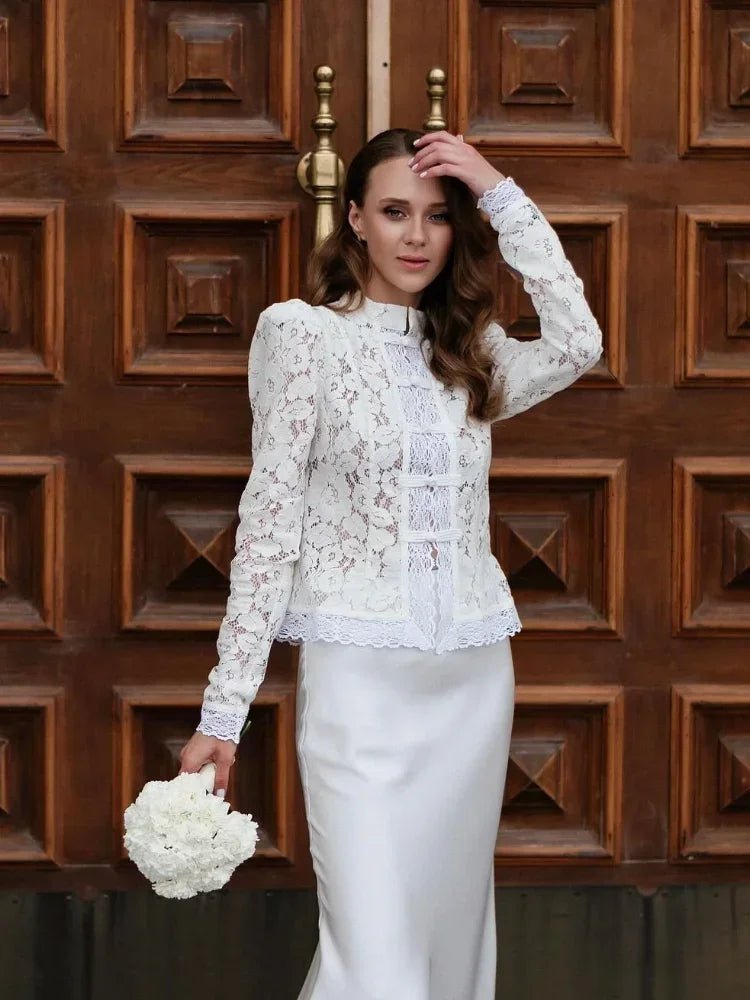 Katalina Puff Sleeve Lace Blouse - Women's Everyday Fashion Top - Image 7