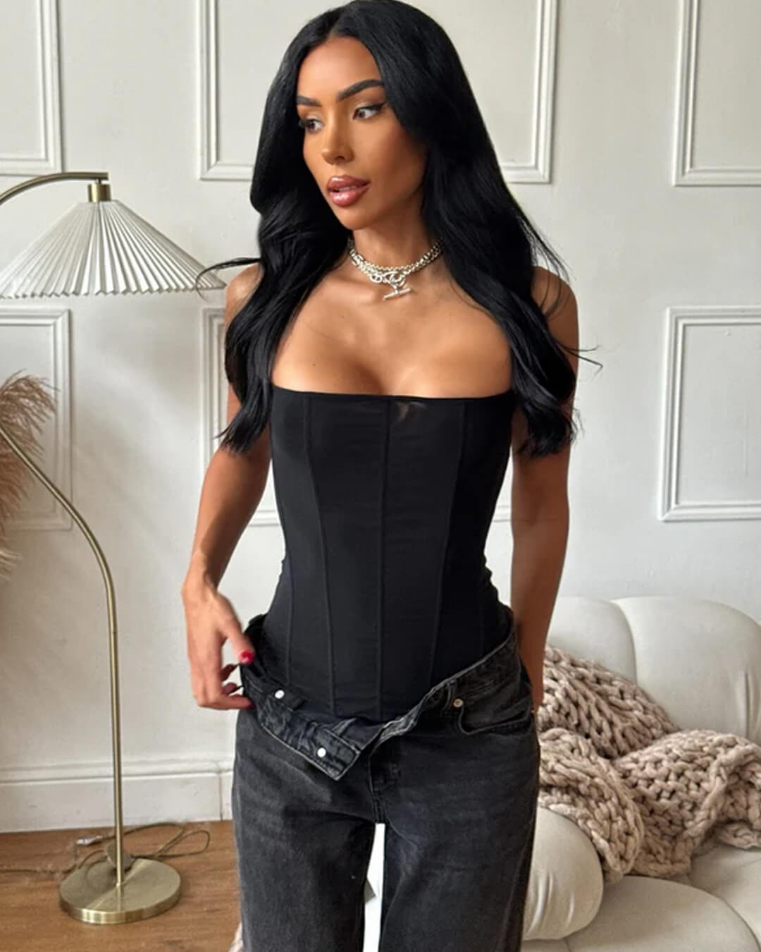 Kelly Satin Corset Top - Women's Everyday Fashion Top - Image 2