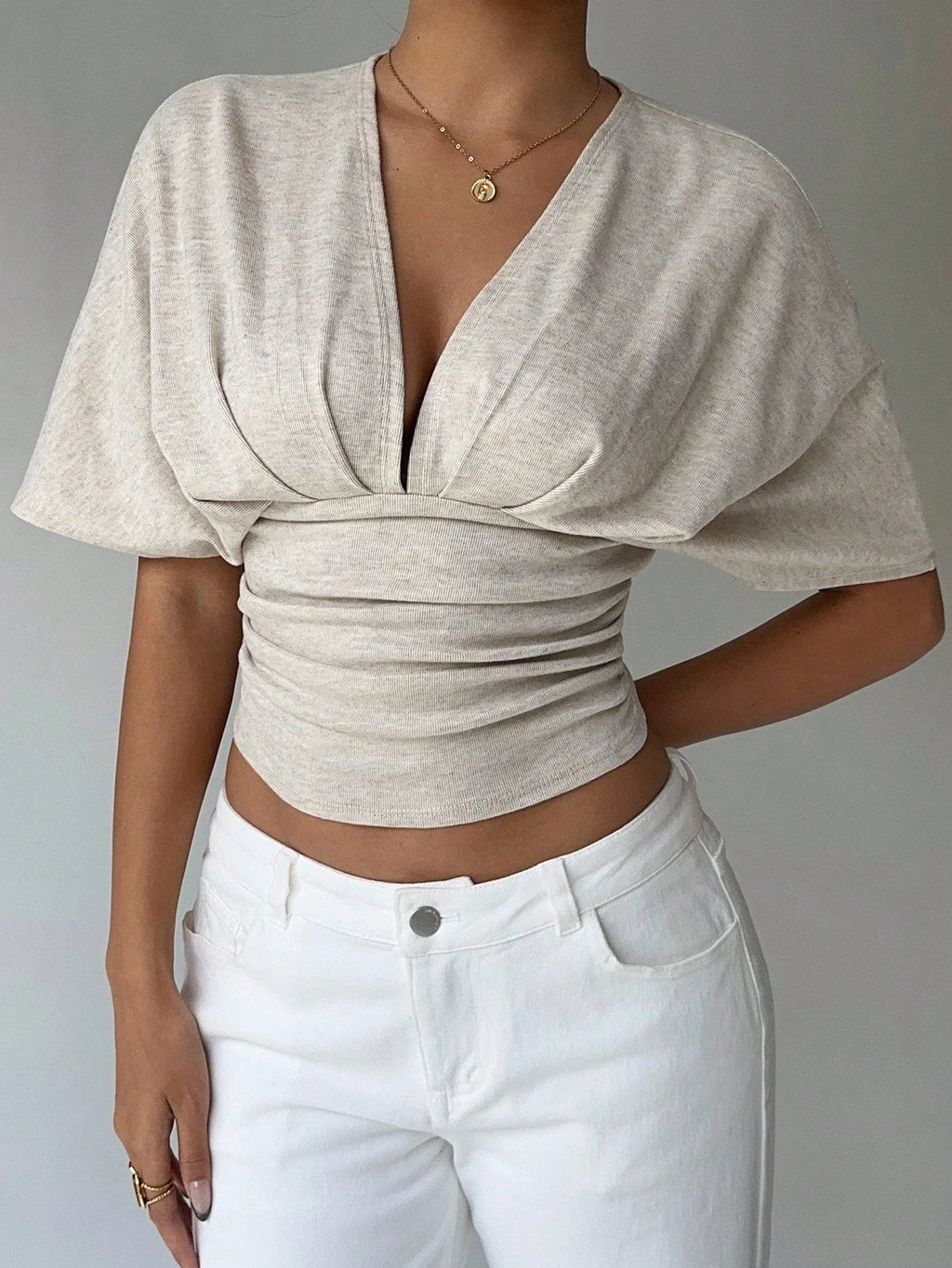 Kendra Plunged Neck Fitted Blouse - Women's Everyday Fashion Top - Image 7