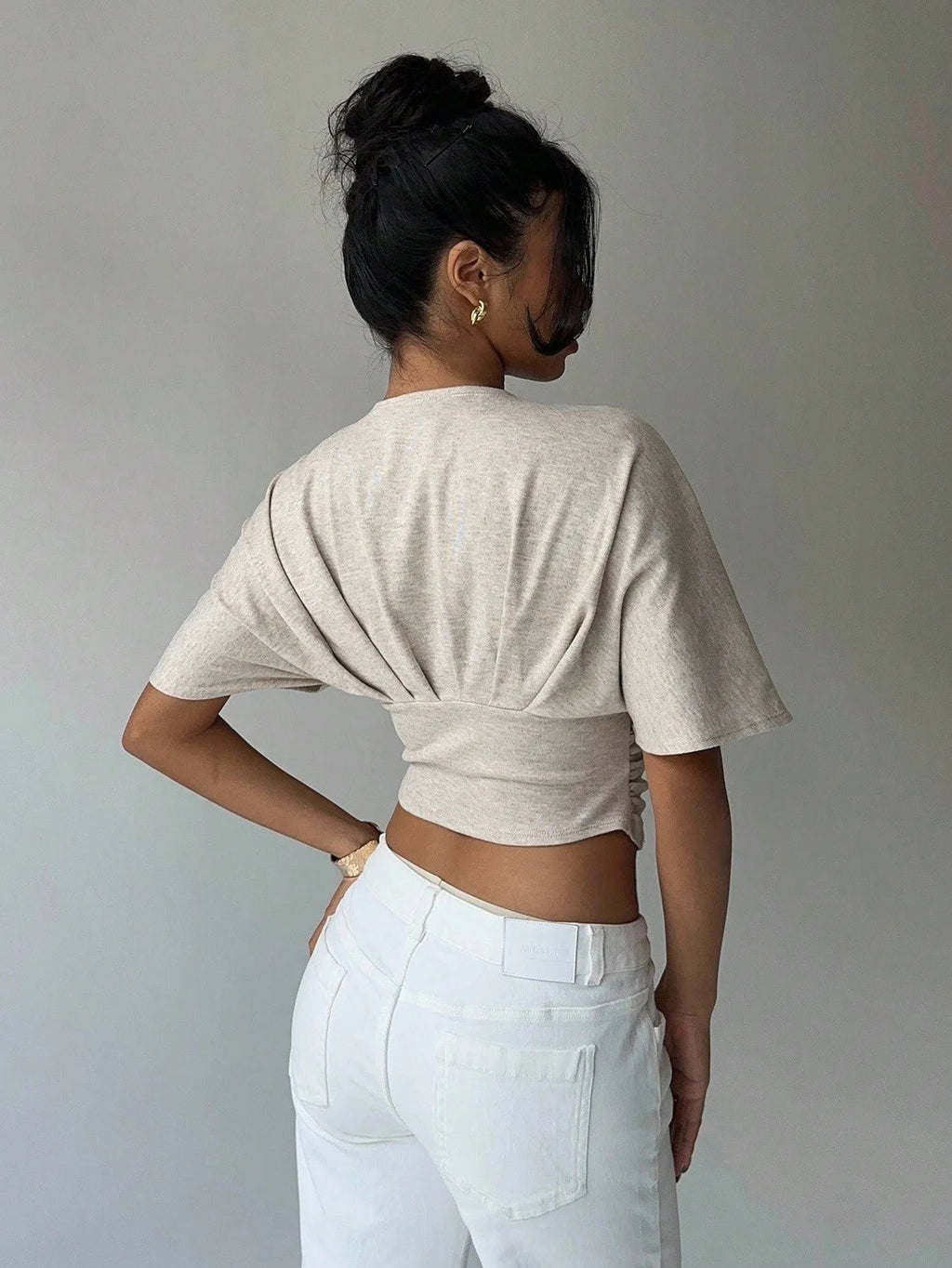 Kendra Plunged Neck Fitted Blouse - Women's Everyday Fashion Top - Image 2