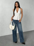 Sophia Polka Dot Halter Top - Women's Everyday Fashion Top - Image 2