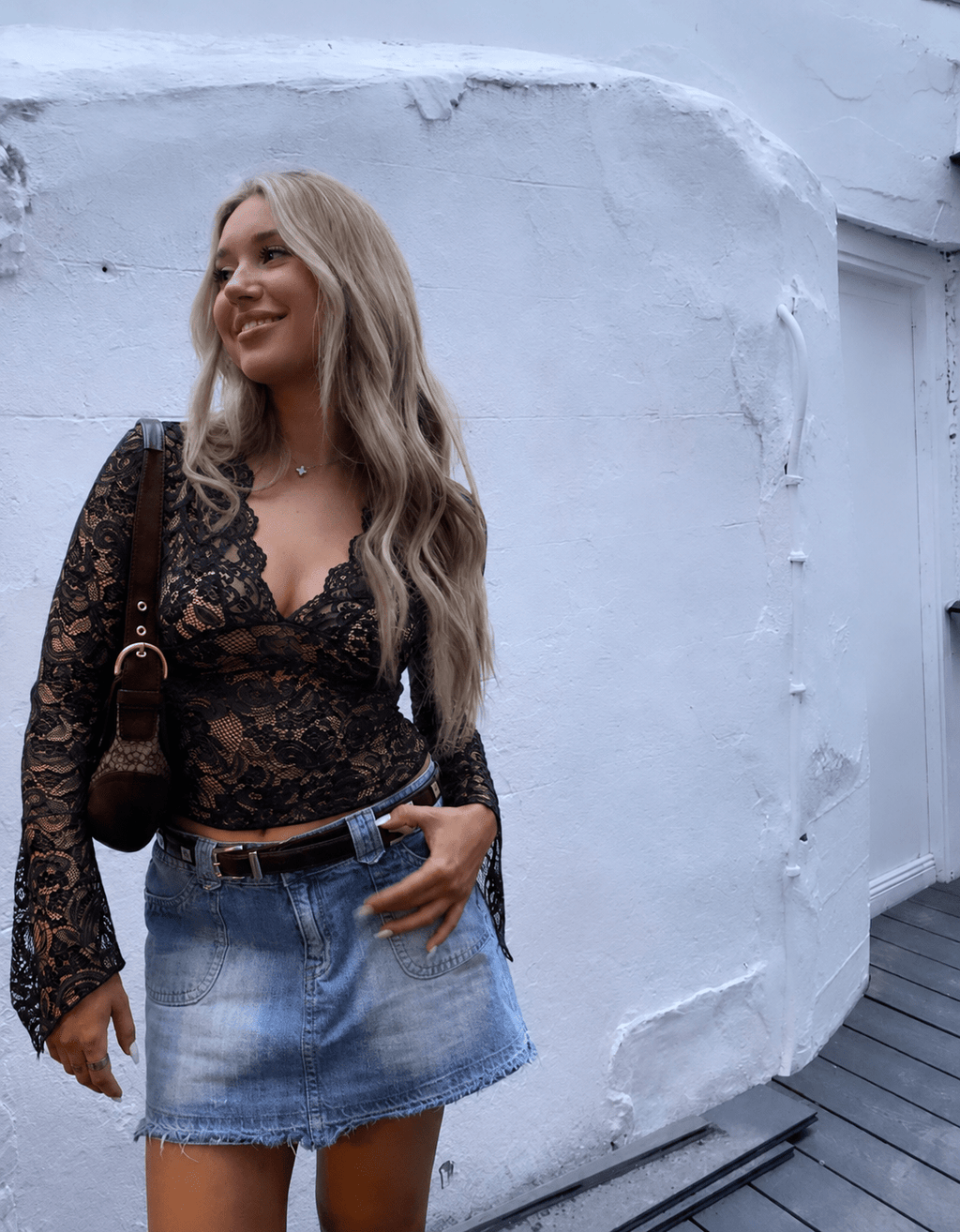 Sophia V-Neck Lace Top for Women - Dressy Lace Blouse - Image 2