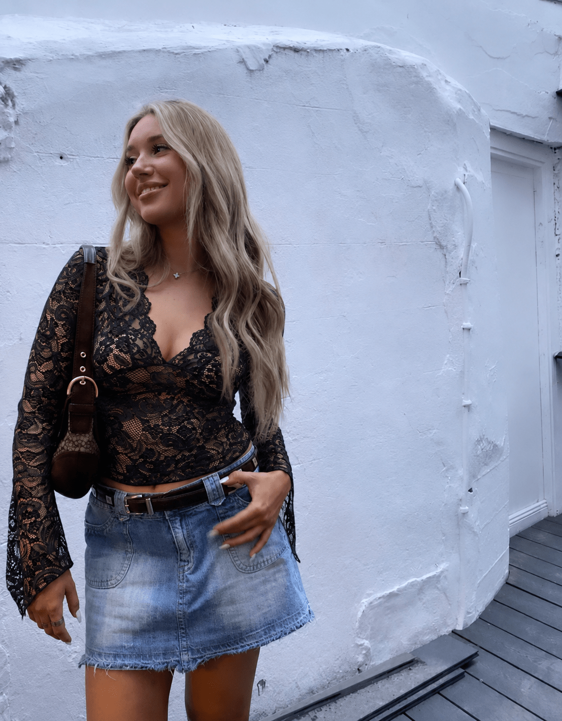 Sophia V-Neck Lace Top for Women - Dressy Lace Blouse - Image 2