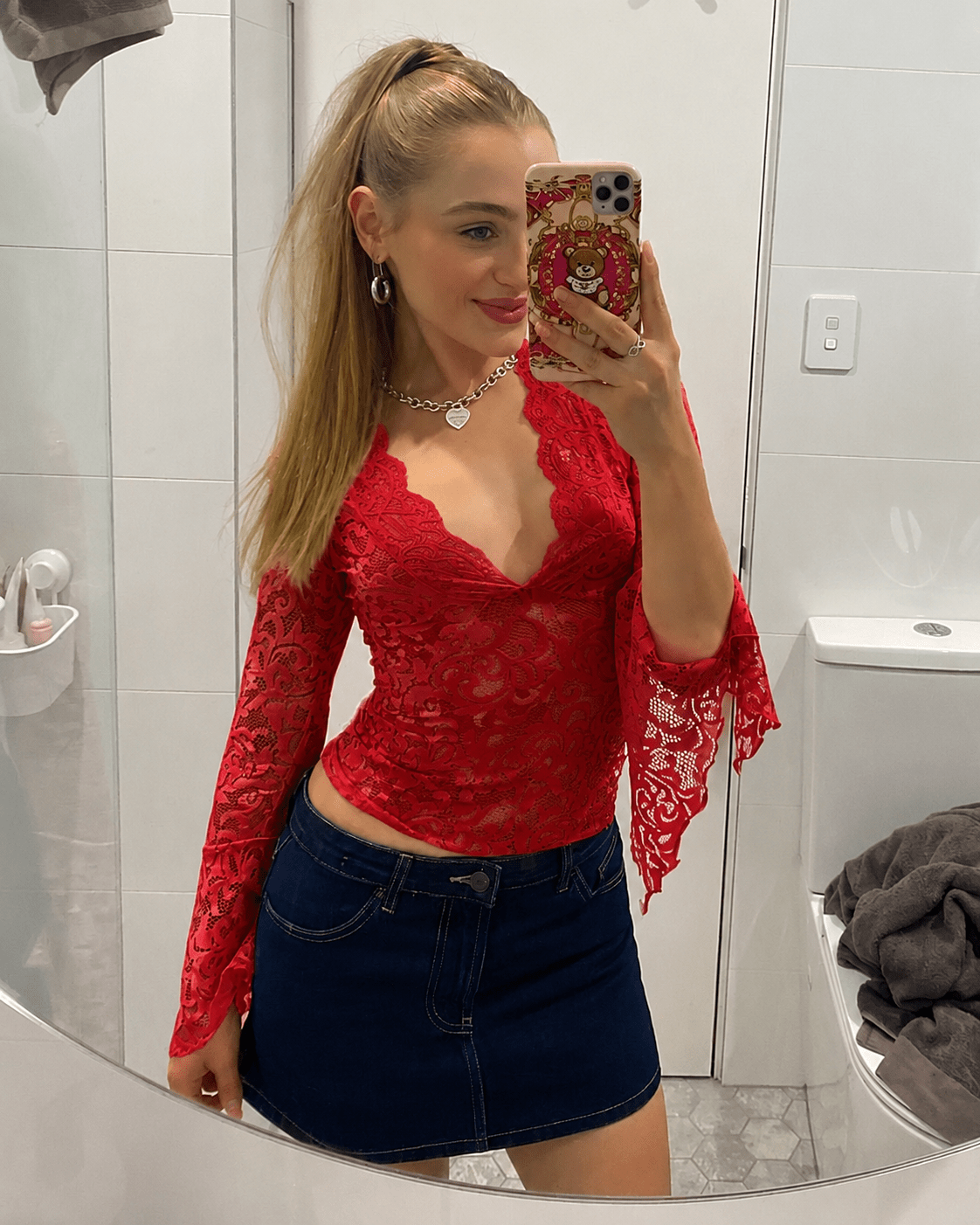 Sophia V-Neck Lace Top for Women - Dressy Lace Blouse - Image 3