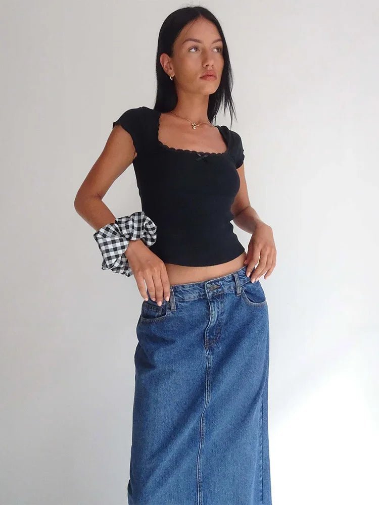 Liberty Lace Trim Crop Top - Women's Everyday Fashion Top - Image 3