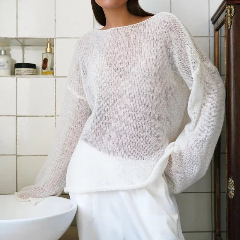 Lilian Sheer Loose Pullover - Women's Everyday Fashion Top - Image 8