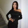 Lizzy Slant Shoulder Lace Long Sleeve Top - Women's Everyday Fashion Top - Image 3