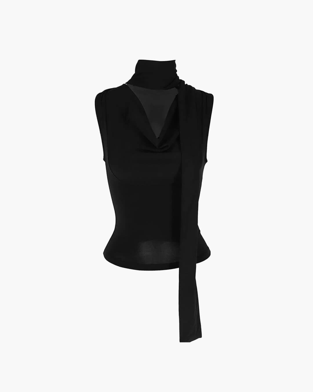 Lydia Neck Tie Up Sleeveless Top - Women's Everyday Fashion Top - Image 4