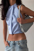 Maren Open Back Halter Tank Top - Women's Everyday Fashion Top - Image 2